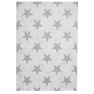 Santa Monica 48648 Star Durable Stain-Resistant Weatherproof Flatweave In-Outdoor Cream/Grey Rug-Think Rugs-Rug Love - The Most Loved Rug Store
